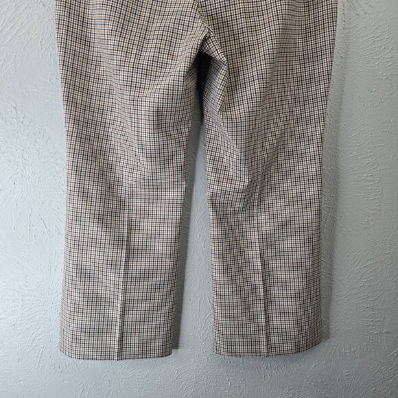 J Cew Crop Flare Pants 14 Tan Gingham Plaid Heritage Career Dress Preppy Trouser - Picture 7 of 14